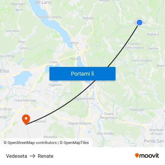 Vedeseta to Renate map