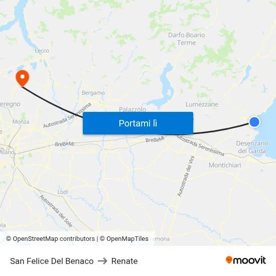San Felice Del Benaco to Renate map