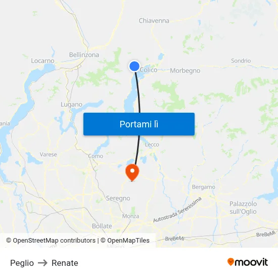 Peglio to Renate map