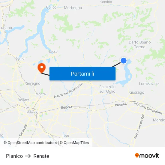 Pianico to Renate map