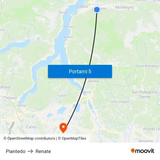 Piantedo to Renate map