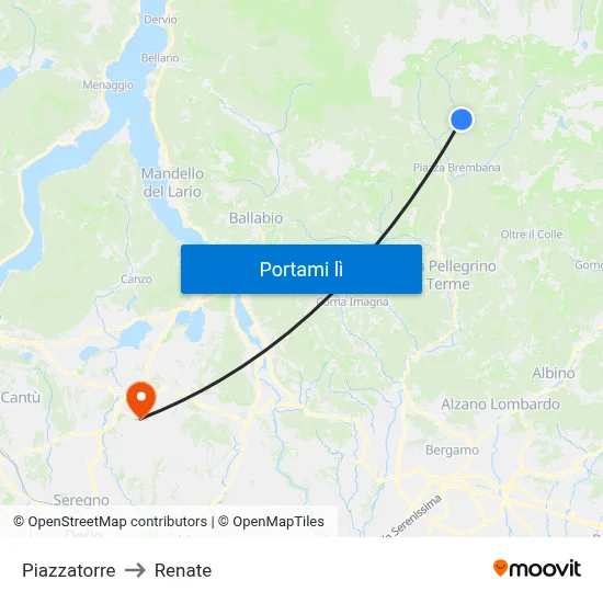 Piazzatorre to Renate map