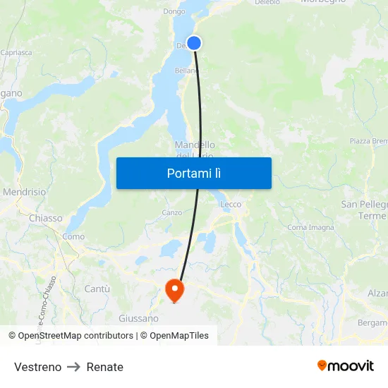 Vestreno to Renate map