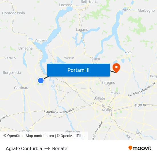 Agrate Conturbia to Renate map