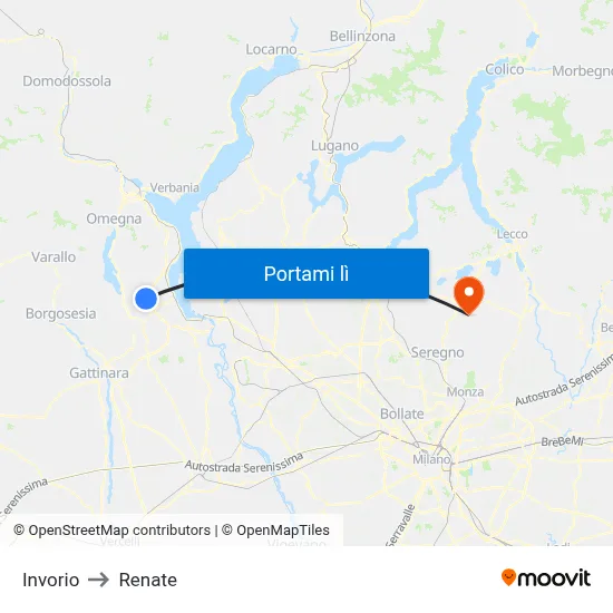 Invorio to Renate map