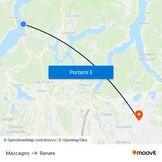 Maccagno to Renate map