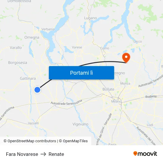 Fara Novarese to Renate map