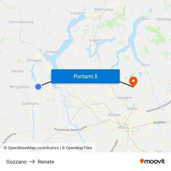 Gozzano to Renate map