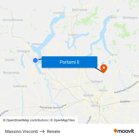 Massino Visconti to Renate map