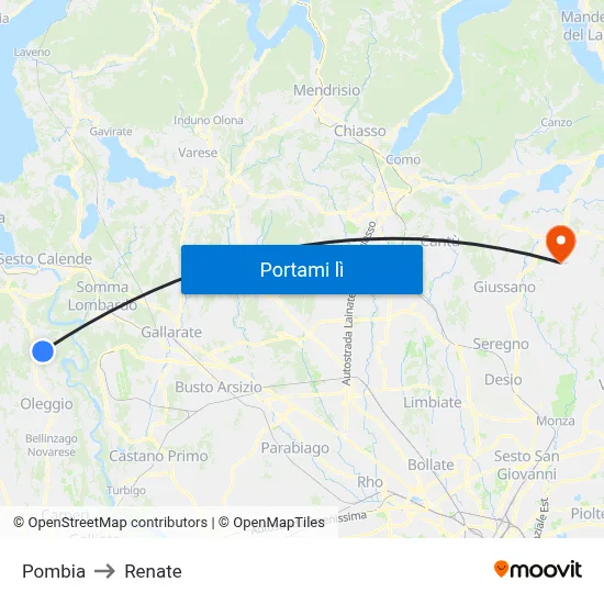 Pombia to Renate map