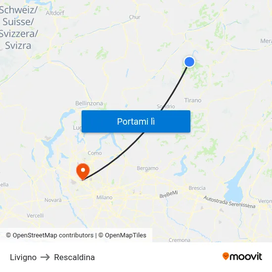 Livigno to Rescaldina map