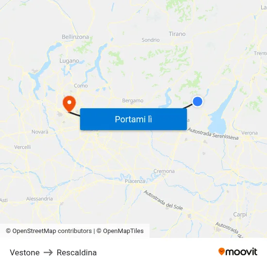 Vestone to Rescaldina map