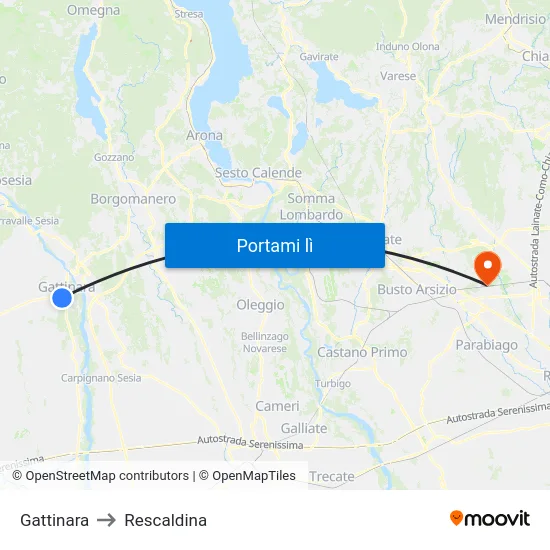 Gattinara to Rescaldina map