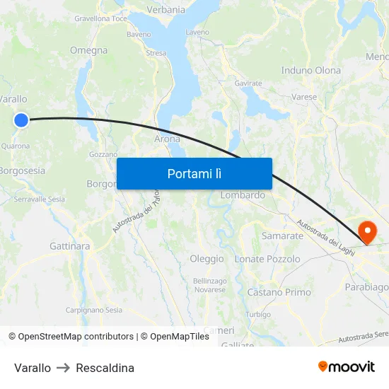 Varallo to Rescaldina map