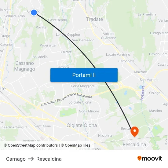 Carnago to Rescaldina map
