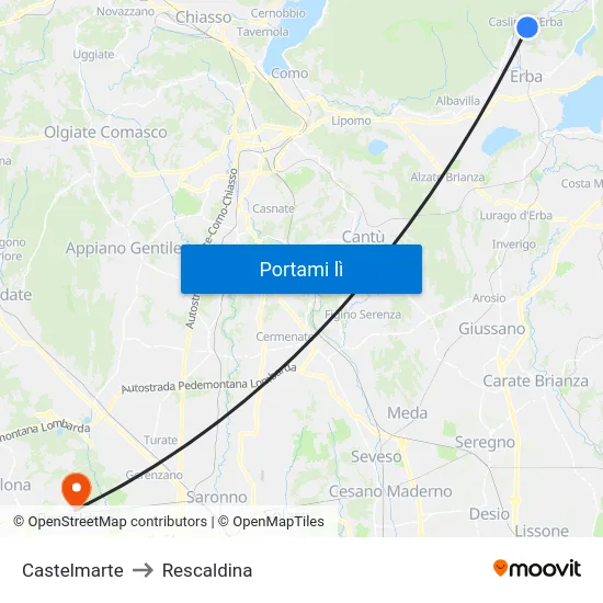 Castelmarte to Rescaldina map