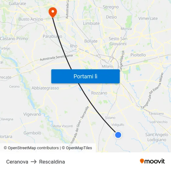 Ceranova to Rescaldina map
