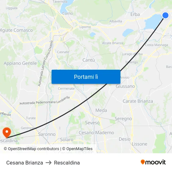 Cesana Brianza to Rescaldina map