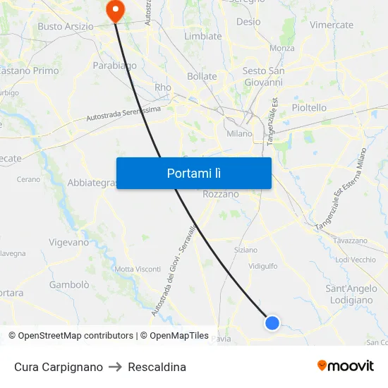 Cura Carpignano to Rescaldina map