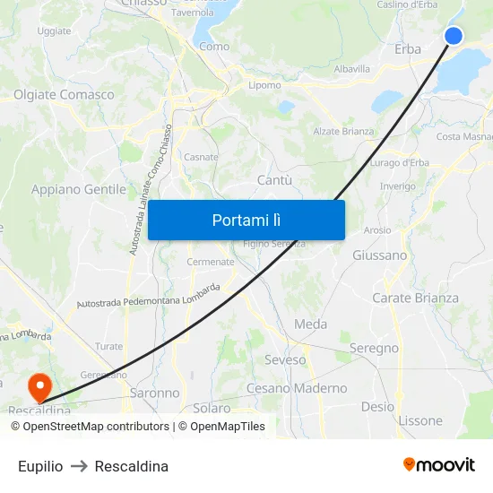 Eupilio to Rescaldina map