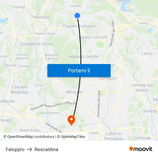 Faloppio to Rescaldina map