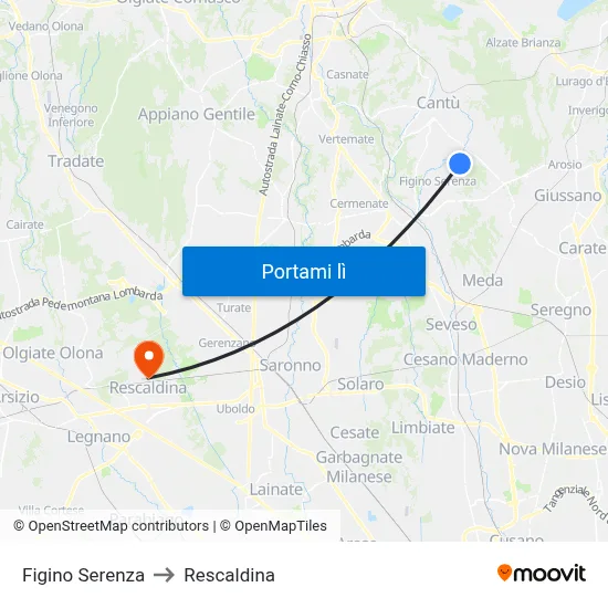 Figino Serenza to Rescaldina map