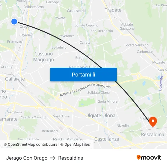 Jerago Con Orago to Rescaldina map