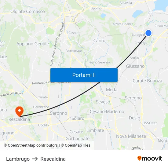 Lambrugo to Rescaldina map