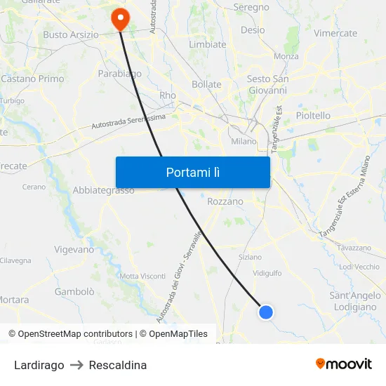 Lardirago to Rescaldina map