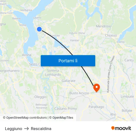 Leggiuno to Rescaldina map