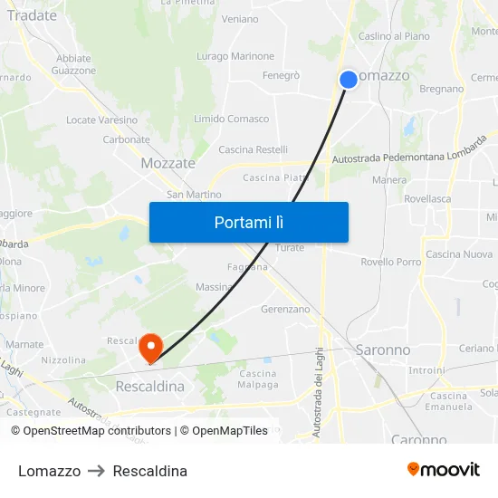 Lomazzo to Rescaldina map