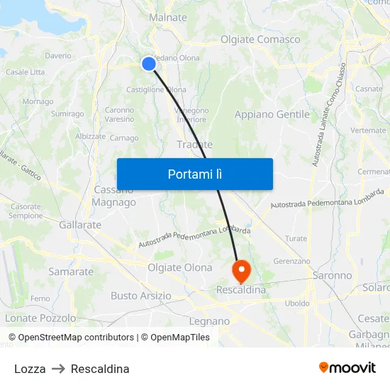 Lozza to Rescaldina map