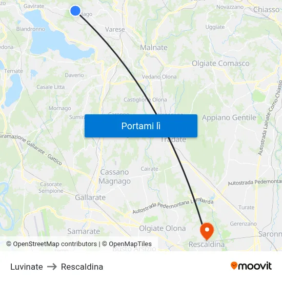 Luvinate to Rescaldina map