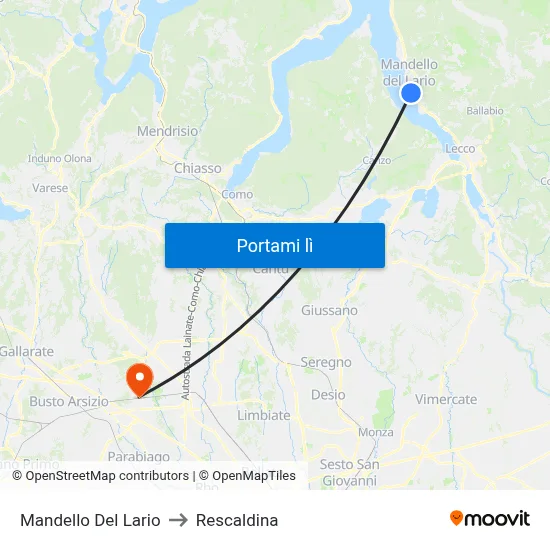Mandello Del Lario to Rescaldina map