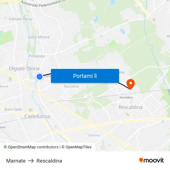 Marnate to Rescaldina map