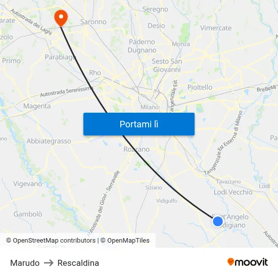 Marudo to Rescaldina map