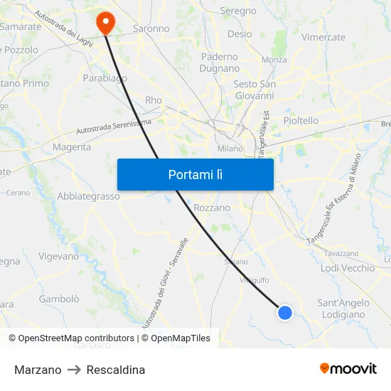 Marzano to Rescaldina map