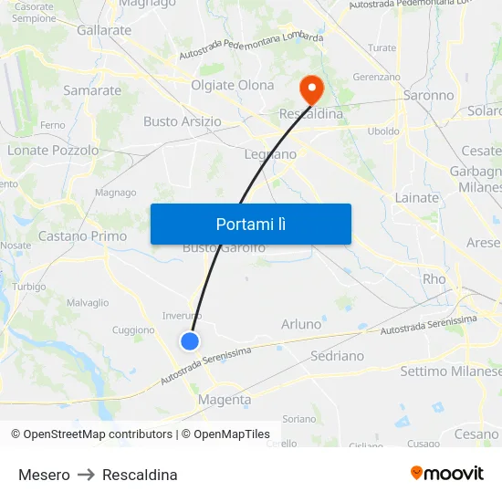 Mesero to Rescaldina map