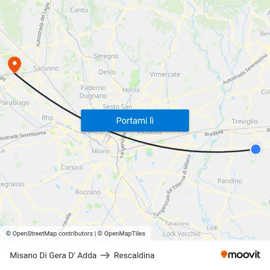 Misano Di Gera D' Adda to Rescaldina map