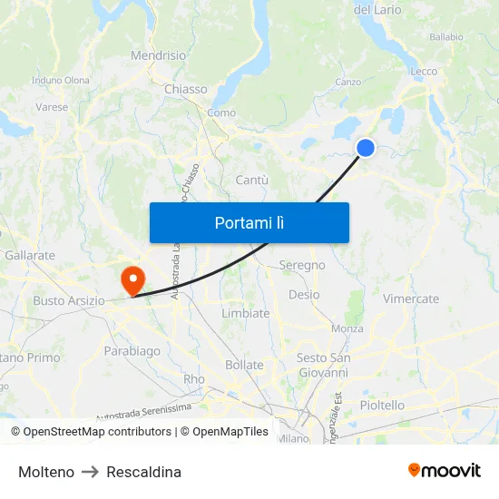 Molteno to Rescaldina map