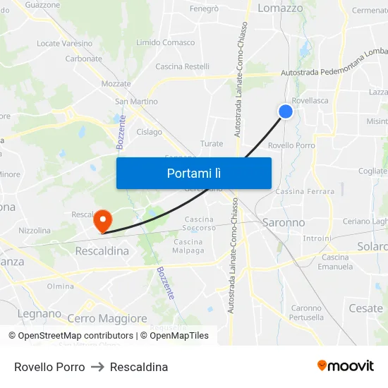 Rovello Porro to Rescaldina map