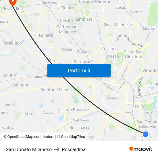San Donato Milanese to Rescaldina map