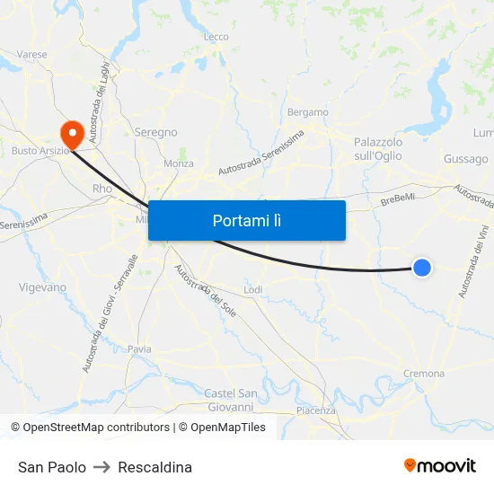 San Paolo to Rescaldina map