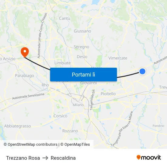 Trezzano Rosa to Rescaldina map