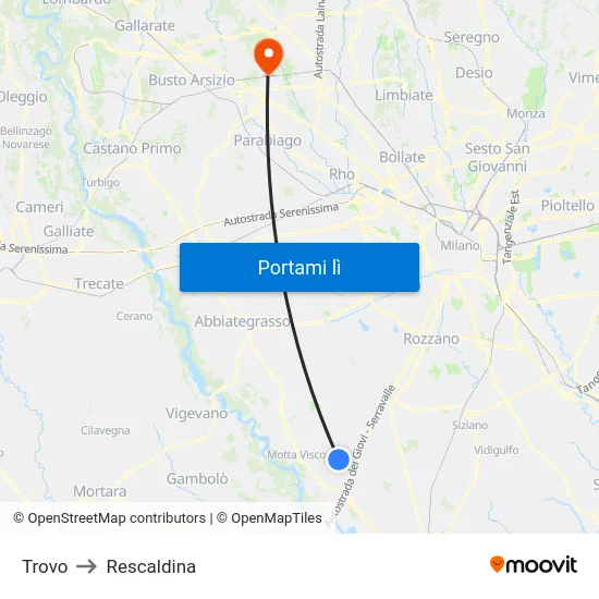 Trovo to Rescaldina map