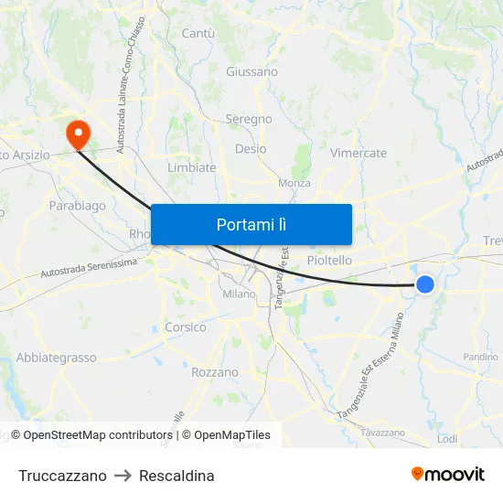 Truccazzano to Rescaldina map