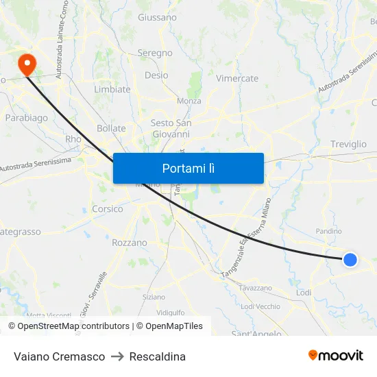 Vaiano Cremasco to Rescaldina map