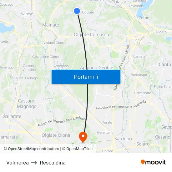 Valmorea to Rescaldina map