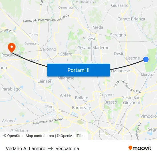 Vedano Al Lambro to Rescaldina map