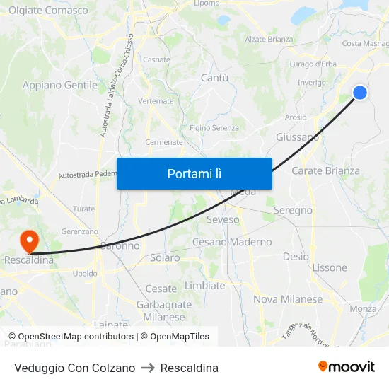 Veduggio Con Colzano to Rescaldina map